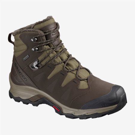 Salomon QUEST WINTER GTX Mens Hiking Boots Chocolate UK QRND